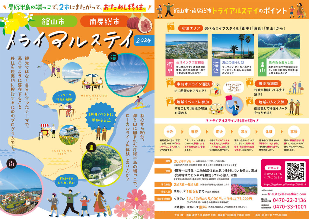 館山市・南房総市トライアルステイ事業のフライヤー