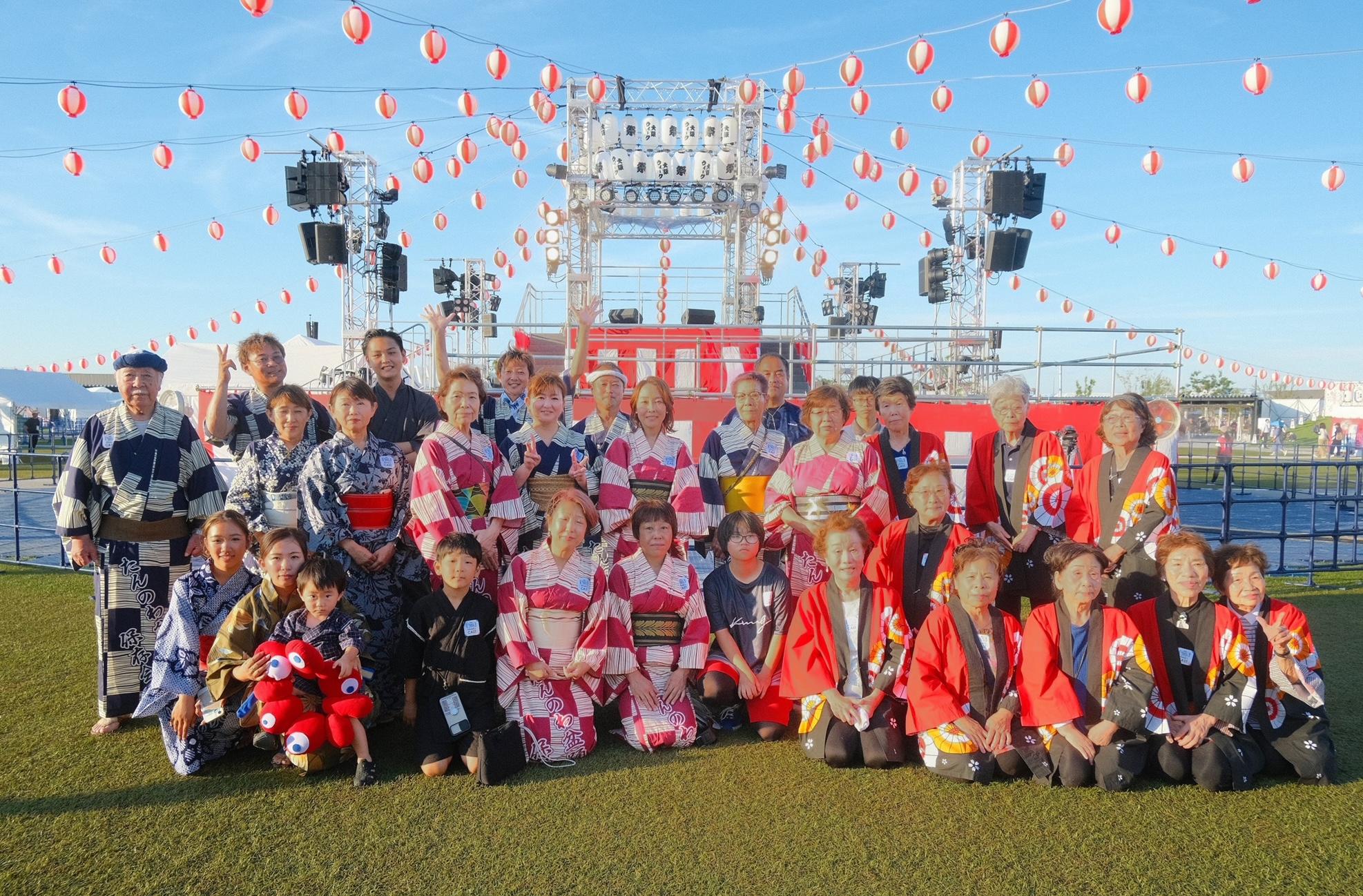 淡輪盆踊り保存会のみなさん(関西万博会場内のEXPOアリーナ「Matsuri」にて)
