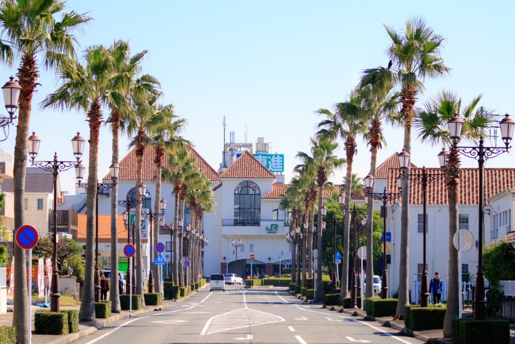 北条海岸からJR館山駅へと向かう道　写真提供：館山市・南房総市トライアルステイ運営事務局